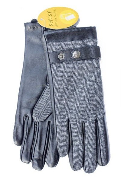 Женские серые комбинированные перчатки Shust Gloves купить недорого в Ты Купи