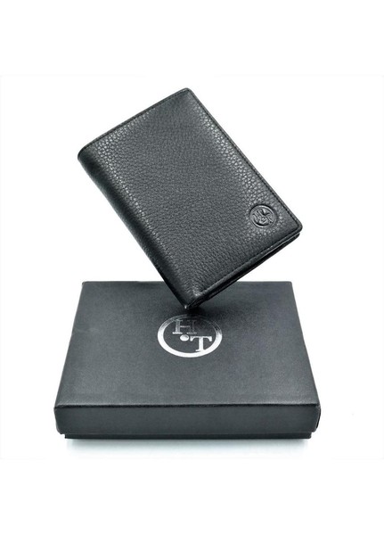 Мужской кожаный кошелёк H.T.Leather Чёрного цвета 163-18 купить недорого в Ты Купи