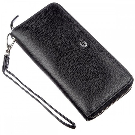 Жіночий чорний гаманець з натуральної шкіри ST Leather 18933 Чорний купити недорого в Ти Купи