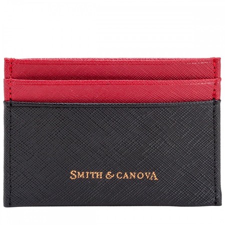 Кожаный картхолдер Smith & Canova 26827 Devere (Black-Red) купить недорого в Ты Купи
