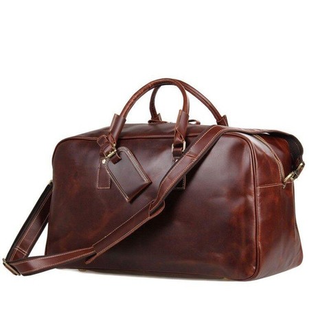 Дорожная коричневая кожаная сумка John McDee jd7156lb купити недорого в Ти Купи