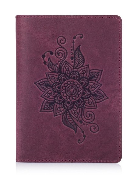 Обкладинка для паспорта зі шкіри HiArt PC-02 Shabby Plum Mehendi Classic Фіолетовий купити недорого в Ти Купи