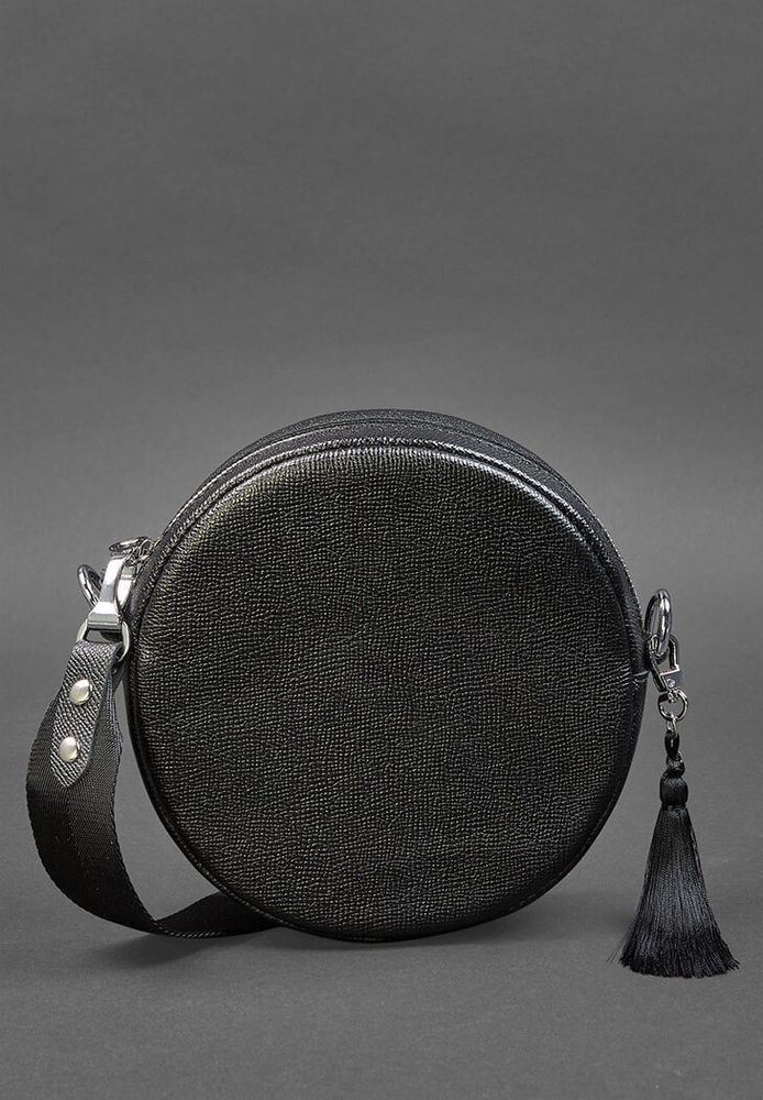 Жіноча шкіряна кругла сумка BlankNote Tablet чорна Blackwood BN-BAG-23-BW купити недорого в Ти Купи