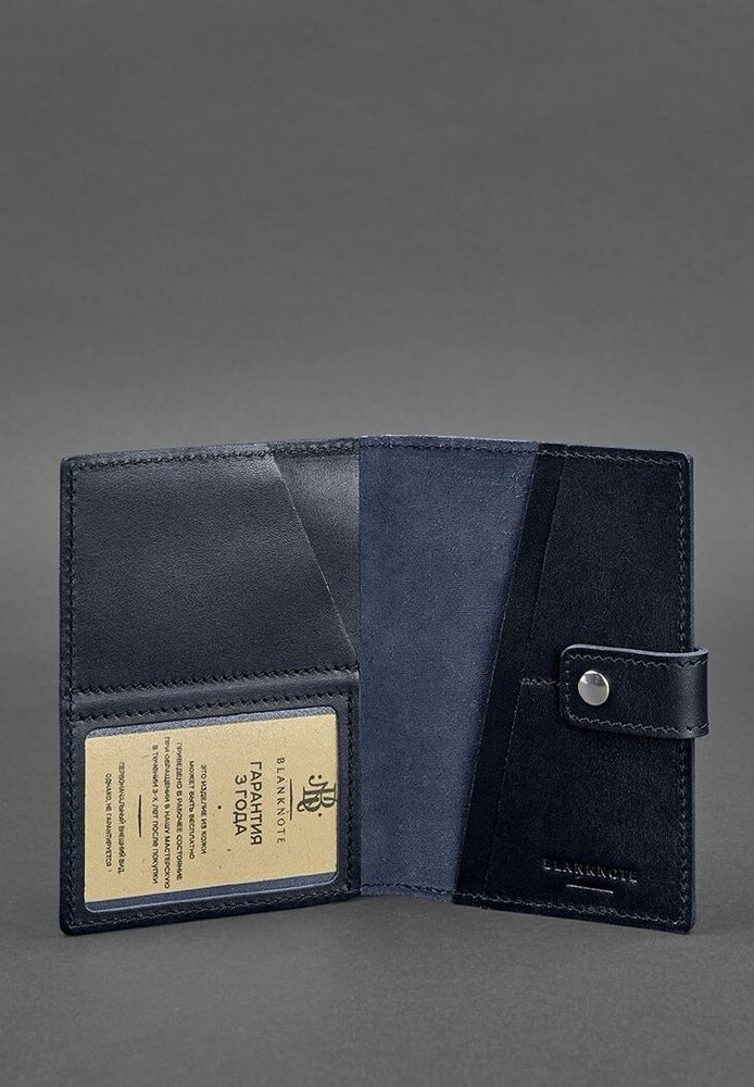 Обложка на паспорт из кожи BlankNote 5.0 (с окошком) темно-синяя Краст BN-OP-5-NAVY-BLUE купить недорого в Ты Купи