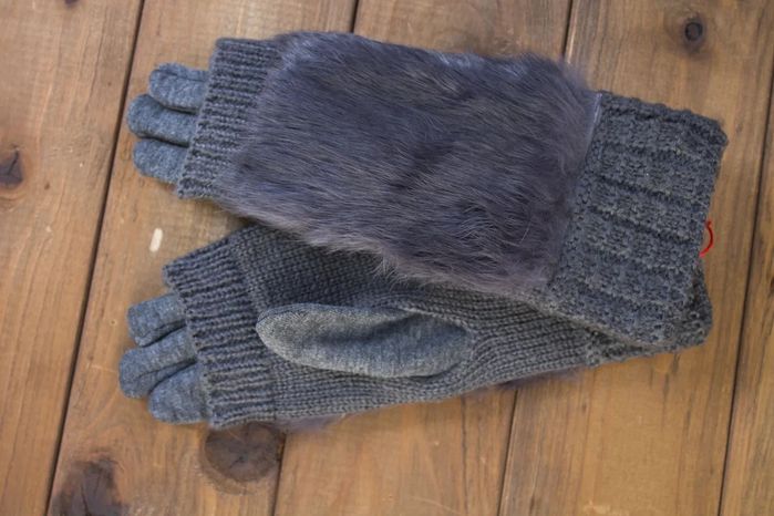 Женские перчатки комбинированные стрейч+вязка серые 1976s1 S купить недорого в Ты Купи