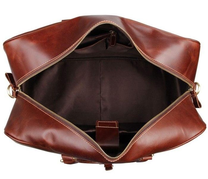 Дорожная коричневая кожаная сумка John McDee jd7156lb купить недорого в Ты Купи