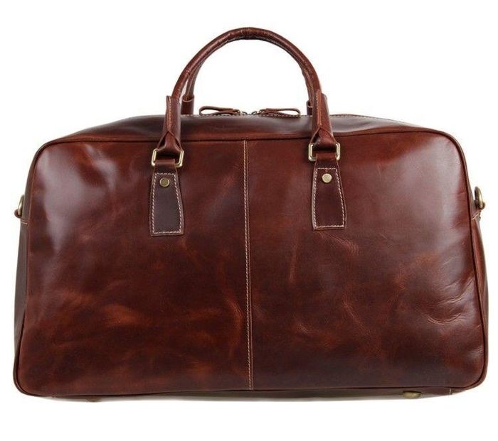 Дорожная коричневая кожаная сумка John McDee jd7156lb купить недорого в Ты Купи