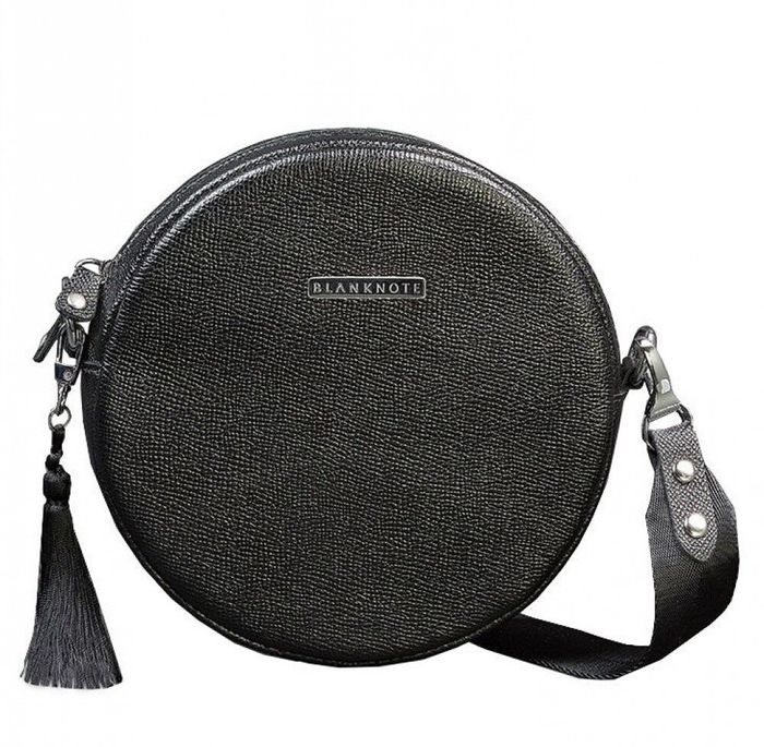 Женская кожаная круглая сумка BlankNote Tablet черная Blackwood BN-BAG-23-BW купить недорого в Ты Купи