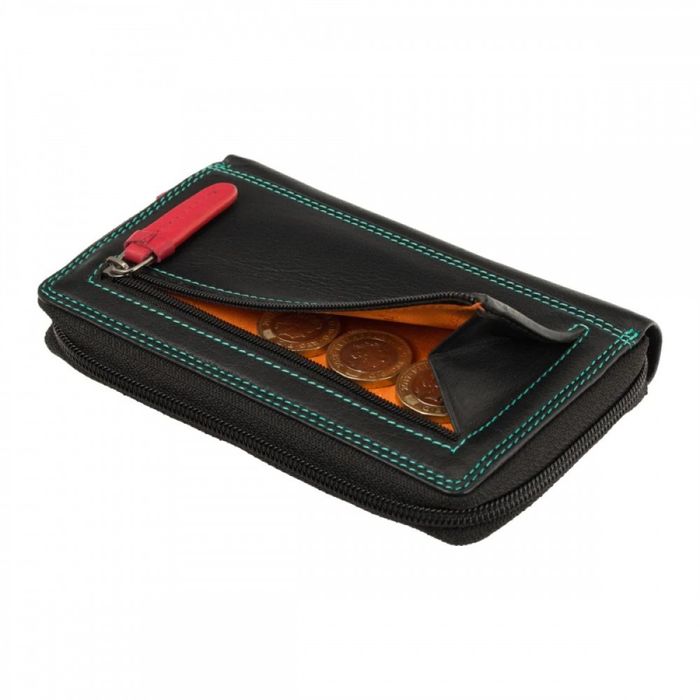 Женский кожаный кошелек с RFID защитой Visconti RB98 Aruba (Black/Rhumba) купить недорого в Ты Купи