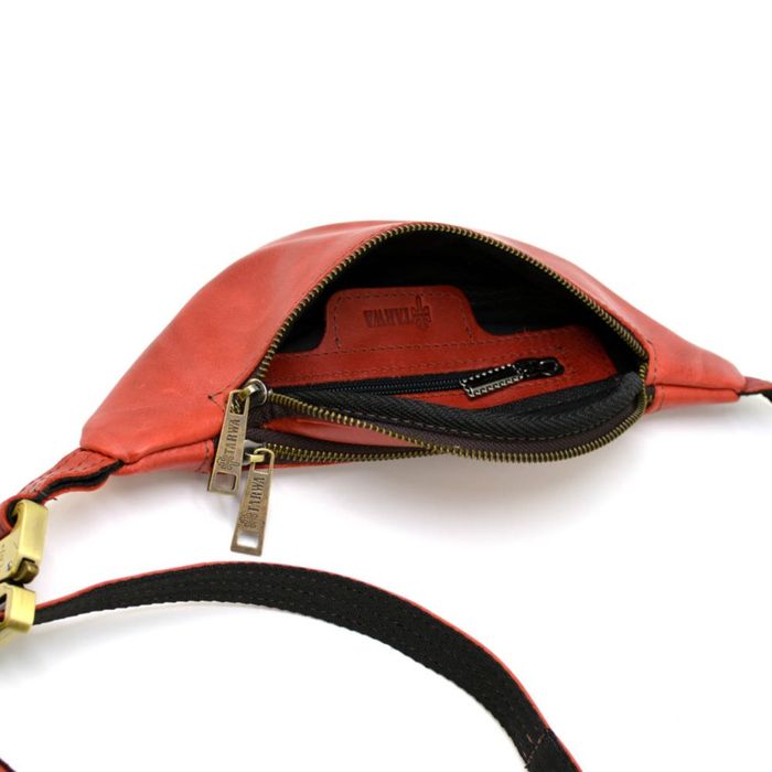 Кожаная красная сумка на пояс Tarwa rr-3034-3md купить недорого в Ты Купи