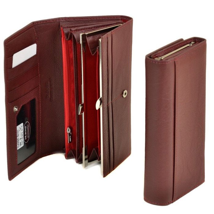 Кожаный кошелек Classik DR. BOND W1-V scarlet купить недорого в Ты Купи