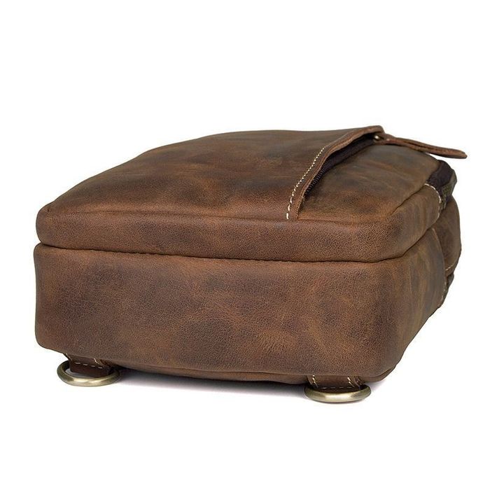 Мужская кожаная сумка-слинг John McDee JD4009B купить недорого в Ты Купи