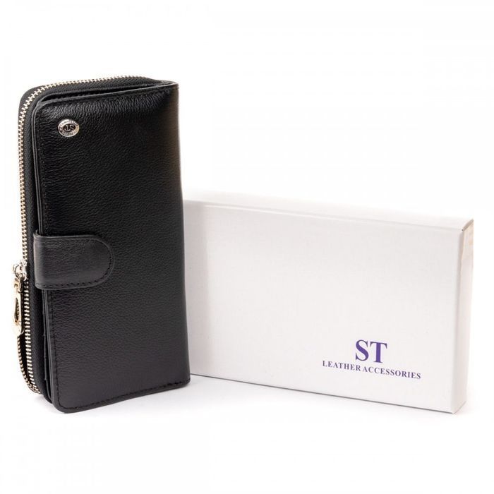 Кошелек из натуральной кожи ST Leather 19300 Черный купить недорого в Ты Купи