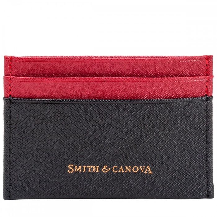 Кожаный картхолдер Smith & Canova 26827 Devere (Black-Red) купить недорого в Ты Купи