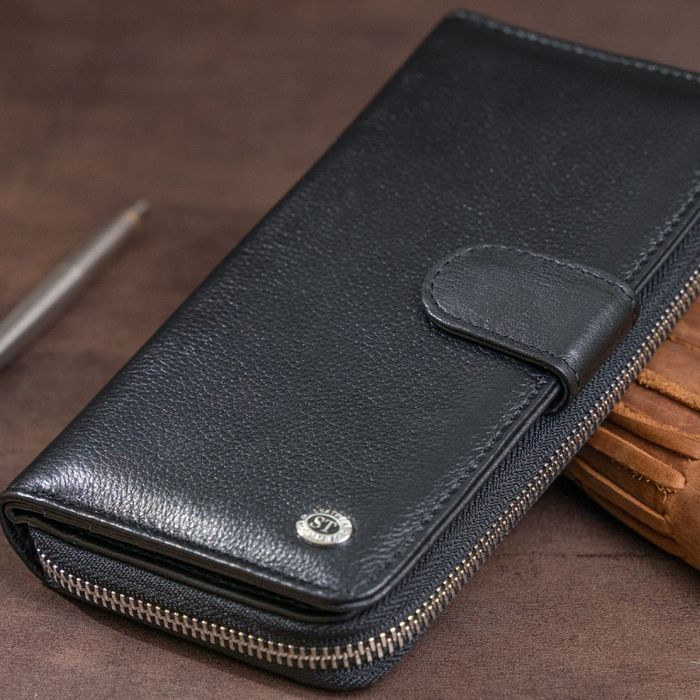 Кошелек из натуральной кожи ST Leather 19300 Черный купить недорого в Ты Купи