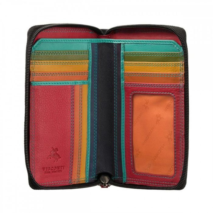 Женский кожаный кошелек с RFID защитой Visconti RB98 Aruba (Black/Rhumba) купить недорого в Ты Купи
