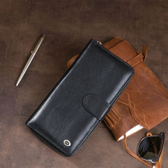 Кошелек из натуральной кожи ST Leather 19300 Черный купить недорого в Ты Купи