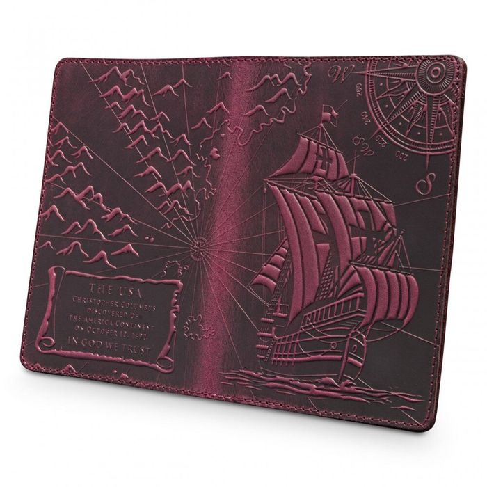 Обкладинка для паспорта зі шкіри HiArt PC-02 7 Discoveries фіолетова Фіолетовий купити недорого в Ти Купи