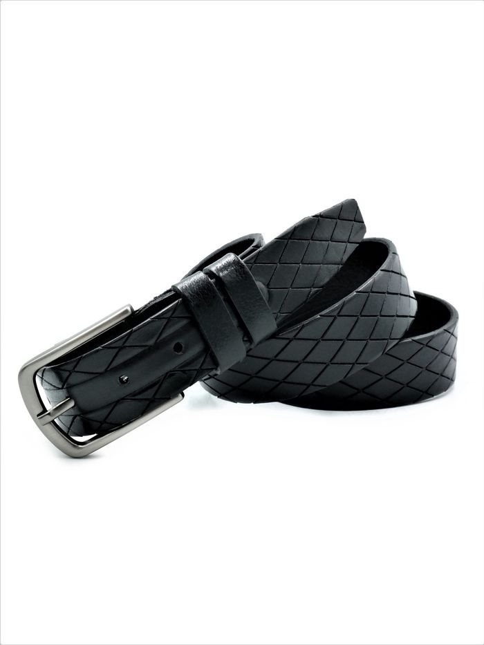 Мужской кожаный ремень Weatro 3,3 х 105-125 см Черный ru-33mkr-0014 купить недорого в Ты Купи