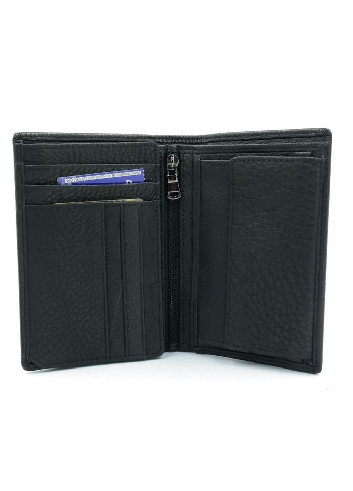 Мужской кожаный кошелёк H.T.Leather Чёрного цвета 163-18 купить недорого в Ты Купи