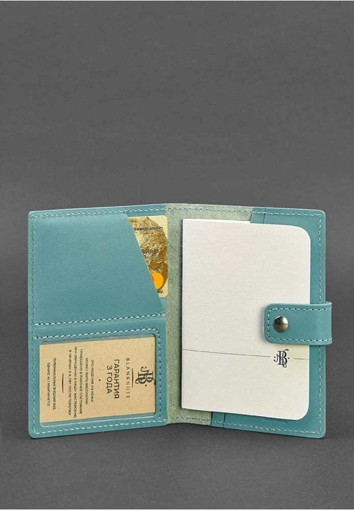 Шкіряна обкладинка для паспорта BlankNote 5.0 (з віконцем) бірюзова BN-OP-5-TIFFANY купити недорого в Ти Купи