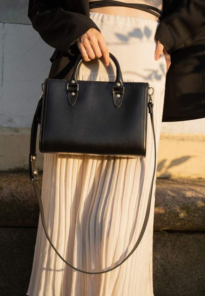 Жіноча шкіряна сумка фантазійна чорна krast tw-fency-black купити недорого в Ти Купи