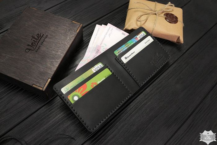 Чоловічий шкіряний гаманець ручної роботи VOILE vl-mw1-blk купити недорого в Ти Купи