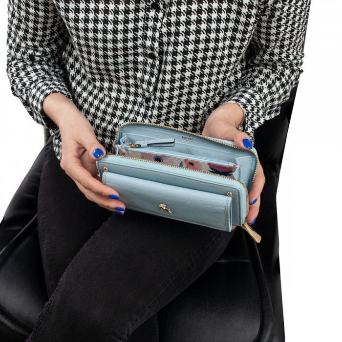 Англійський жіночий шкіряний гаманець Ashwood J54 WINTER SKY (Зимове небо) купити недорого в Ти Купи
