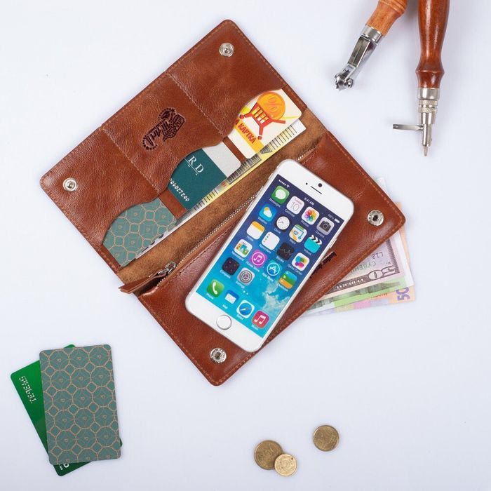 Шкіряне портмоне Hi Art WP-05 Crystal Amber Let's Go Travel Рудий купити недорого в Ти Купи