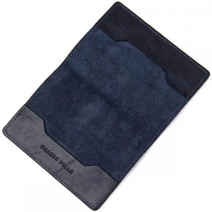 Шкіряна обкладинка для паспорта GRANDE PELLE 11479 Темно-синій купити недорого в Ти Купи
