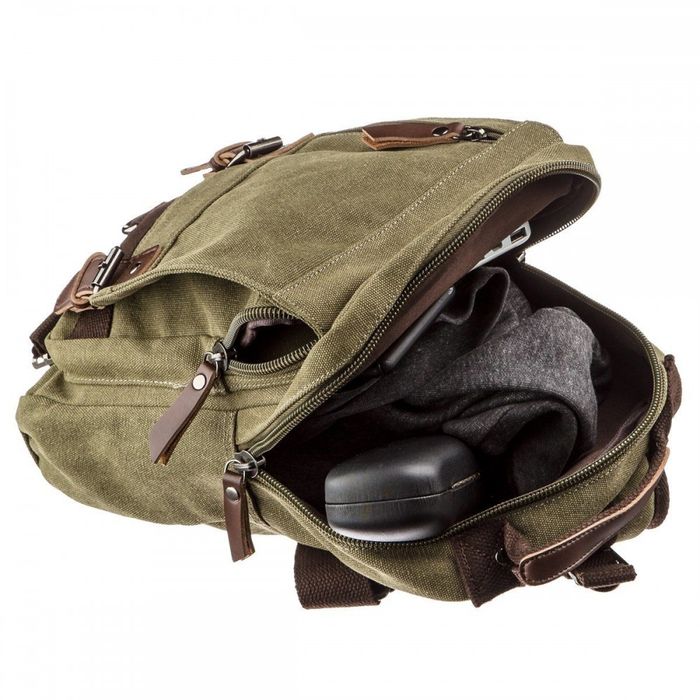 Мужская текстильная оливковая сумка-рюкзак Vintage 20141 купить недорого в Ты Купи