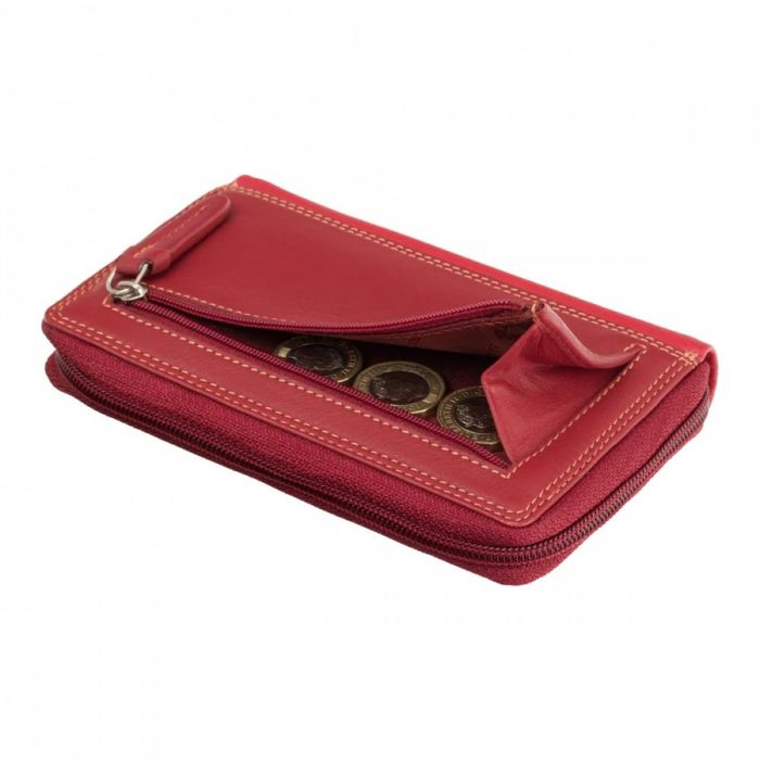 Женский кожаный кошелек с RFID защитой Visconti RB98 Aruba (Red Multi) купить недорого в Ты Купи