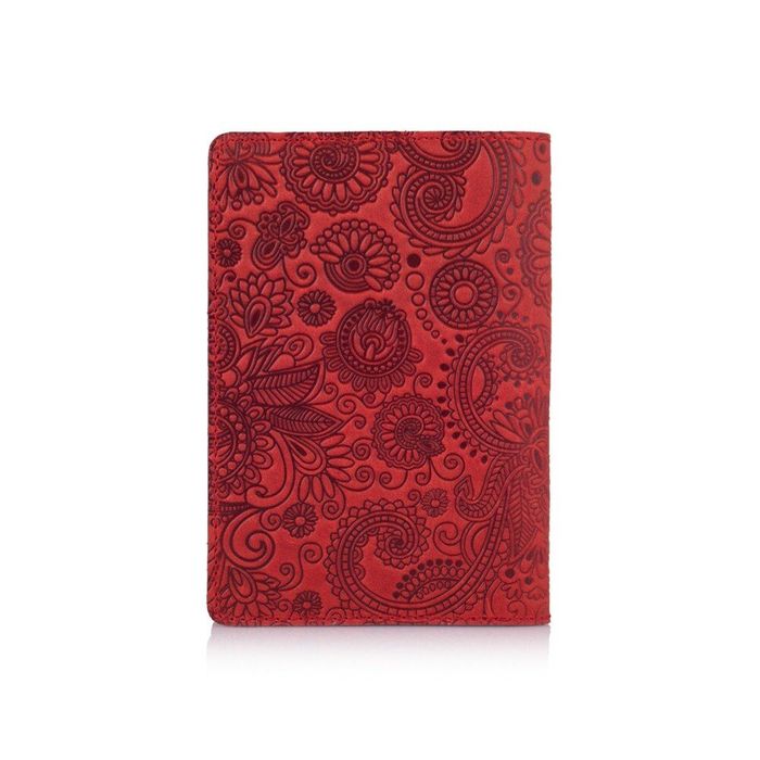 Обложка для паспорта из кожи HiArt PC-02 Shabby Red Berry Mehendi Art Красный купить недорого в Ты Купи