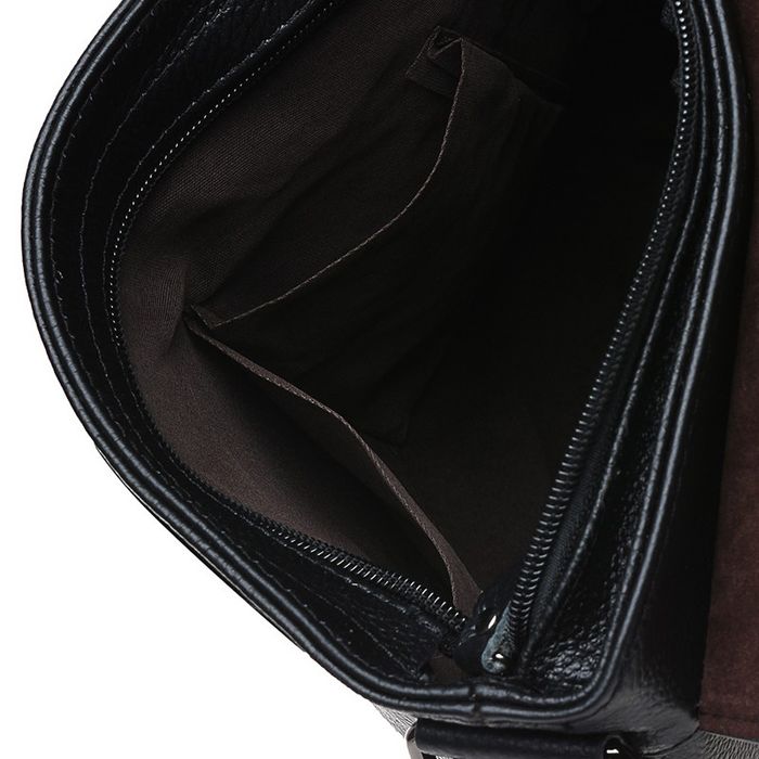 Мужская кожаная сумка на плечо Borsa Leather K18168-black купить недорого в Ты Купи