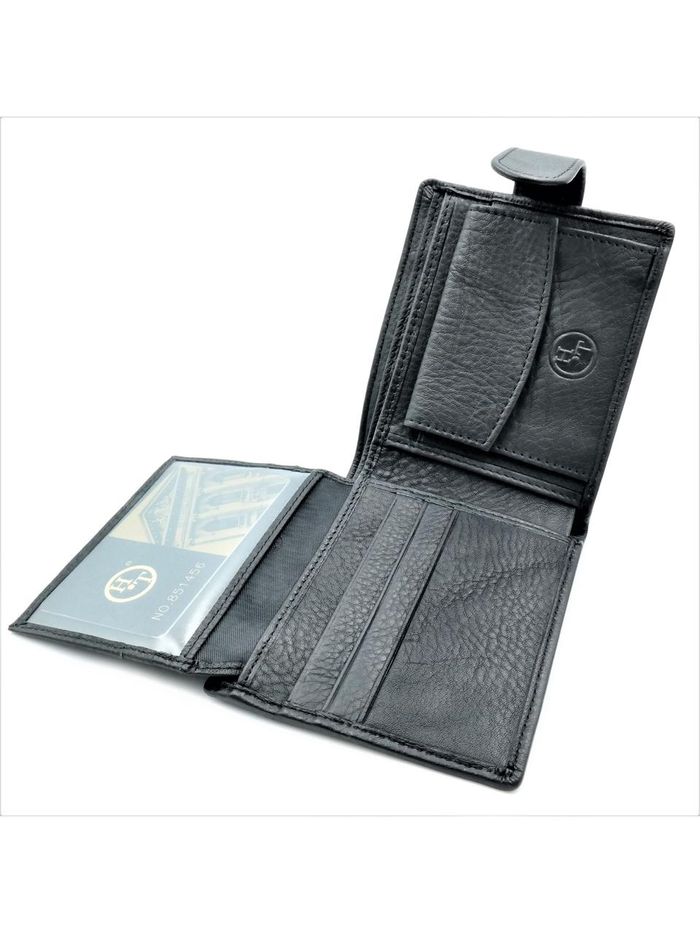 Чоловічий шкіряний гаманець Weatro 11,5 х 9,5 х 2,5 см Чорний wtro-210 купити недорого в Ти Купи