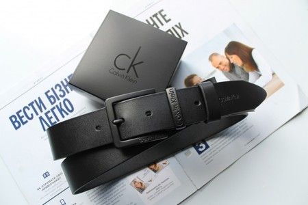 Чоловічий шкіряний ремінь із чорною пряжкою в коробці ck011 купити недорого в Ти Купи