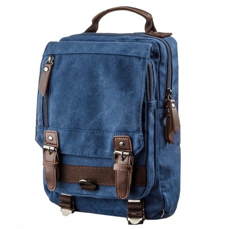 Мужская текстильная синяя сумка-рюкзак Vintage 20139 купить недорого в Ты Купи
