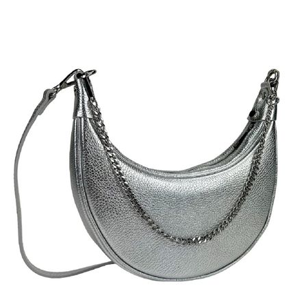 Жіноча срібляста сумка напівкруглої форми Firenze Italy F-IT-98103S-S купити недорого в Ти Купи