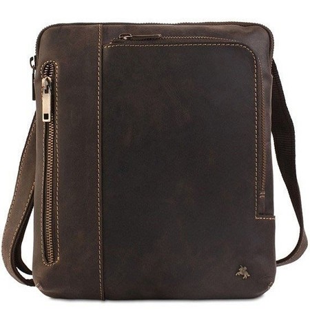 Чоловіча шкіряна сумка-планшет на плече Visconti ROY 15056 OIL BR коричнева купити недорого в Ти Купи