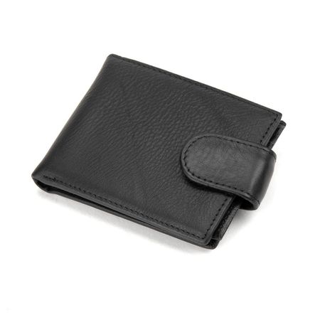 Чоловіче шкіряне портмоне чорне з кнопкою Tiding Bag M39-9923-1FRA купити недорого в Ти Купи