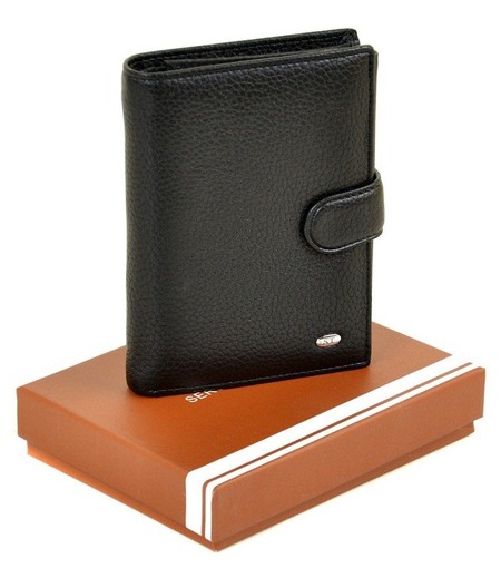 Чоловічий чорний гаманець зі штучної шкіри Sergio Torretti M1 black купити недорого в Ти Купи