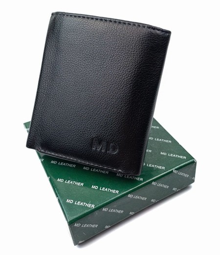 Компактный мужской кожаный кошелек на магните MD Leather MD-618-A (JZ6740) черный купить недорого в Ты Купи