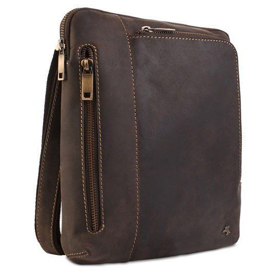 Мужская кожаная сумка-планшет на плечо Visconti ROY 15056 OIL BR коричневая купить недорого в Ты Купи