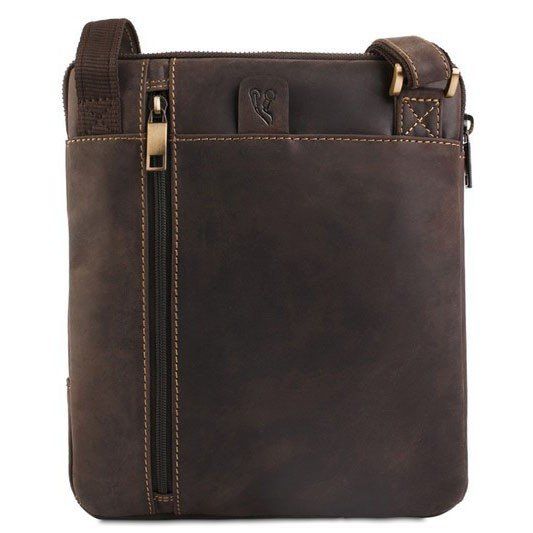 Мужская кожаная сумка-планшет на плечо Visconti ROY 15056 OIL BR коричневая купить недорого в Ты Купи