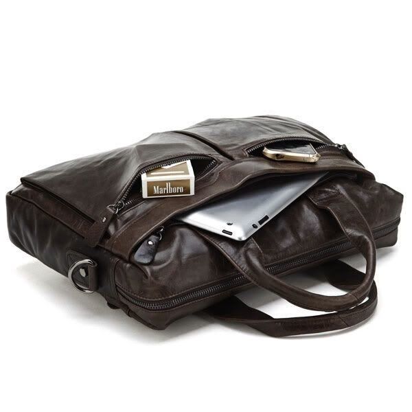 Кожаная сумка для ноутбука Vintage 14088 Темно-коричневый купить недорого в Ты Купи