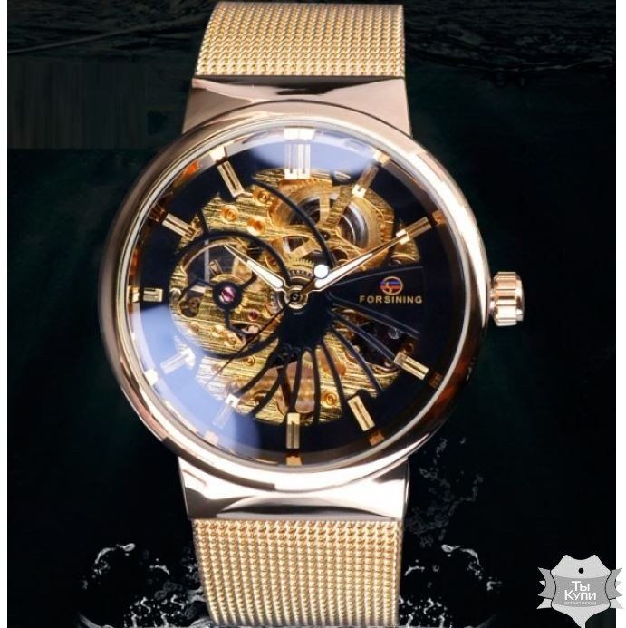 Мужские наручные часы скелетон Forsining Leader Gold (1048) купить недорого в Ты Купи