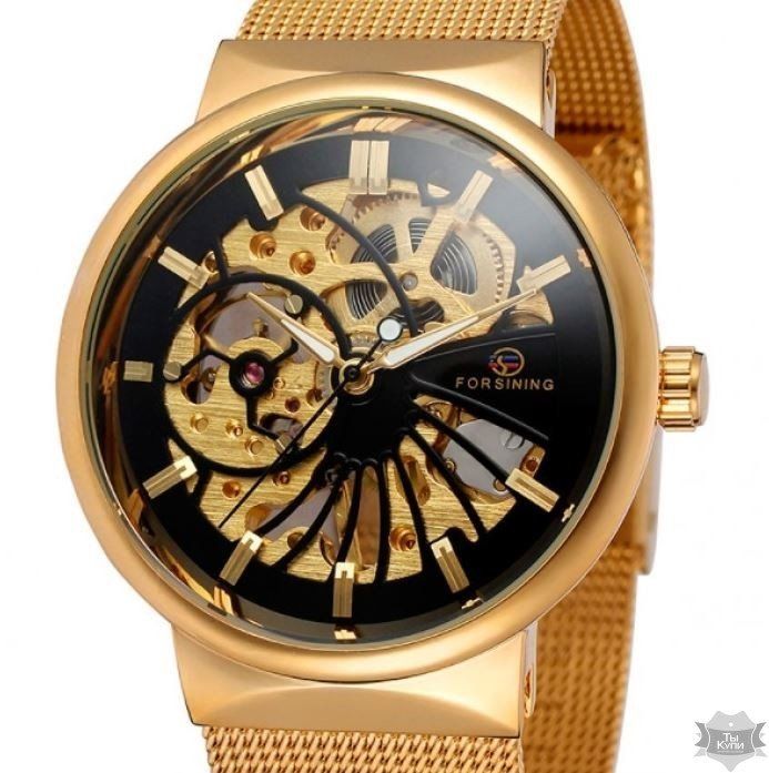Мужские наручные часы скелетон Forsining Leader Gold (1048) купить недорого в Ты Купи