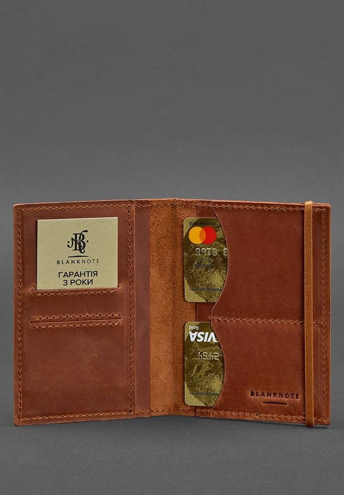 Кожаная обложка для паспорта 2.0 светло-коричневая Crazy Horse BN-OP-2-K-KR купить недорого в Ты Купи