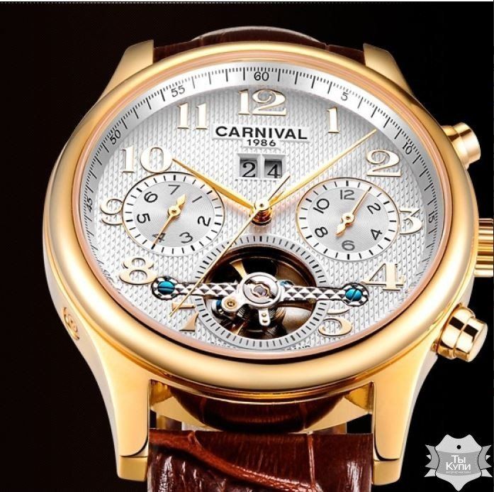 Чоловічі механічний наручний годинник Carnival Swiss (8702) купити недорого в Ти Купи
