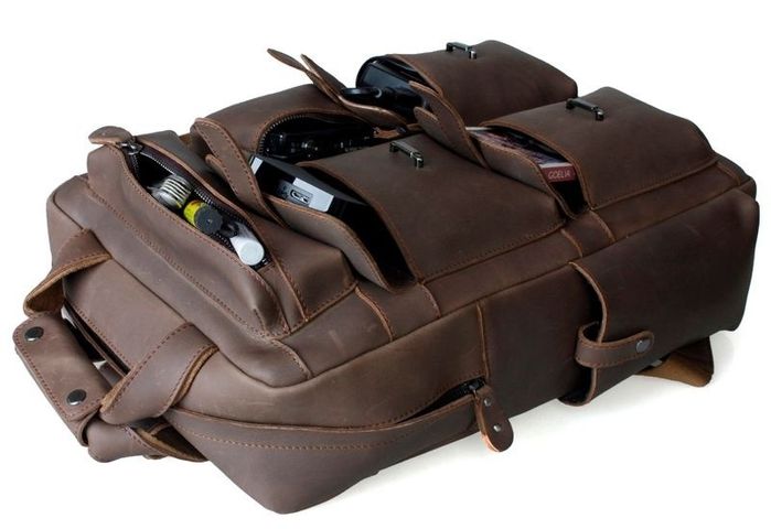 Шкіряна коричнева чоловіча рюкзака TiDing TID30814 купити недорого в Ти Купи